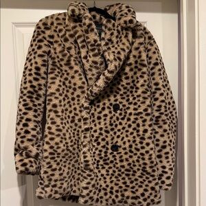Saks Fifth Avenue Leopard Print Pea Coat